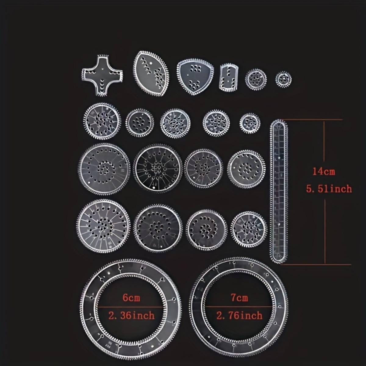 Transformative Drawing Ruler Set, Educational Toy Style Gear Rolling Pattern, Multifunctional Rulers for Flower Spiral Star Shapes