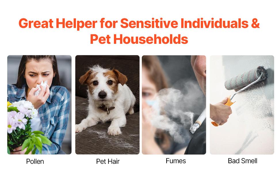 VEVOR Air Purifier Replacement Filter, H13, 3-in-1 Compact Lightweight Replacement Filter with PP Pre-Filter, Easy-to-Grab Purifier Filter with Activated Carbon, Fit for Cylindrical Purifier