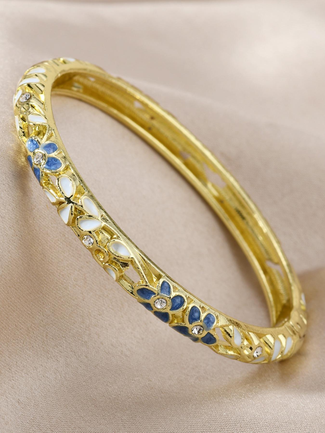 Vintage Court Style Oil Drip Flower Exquisite Bangle Bracelet, Jewelry Bracelets, Versatile Accessory, Elegant Geometric Design, Perfect Gift for Valentine's Day, Christmas, Parties, Anniversaries