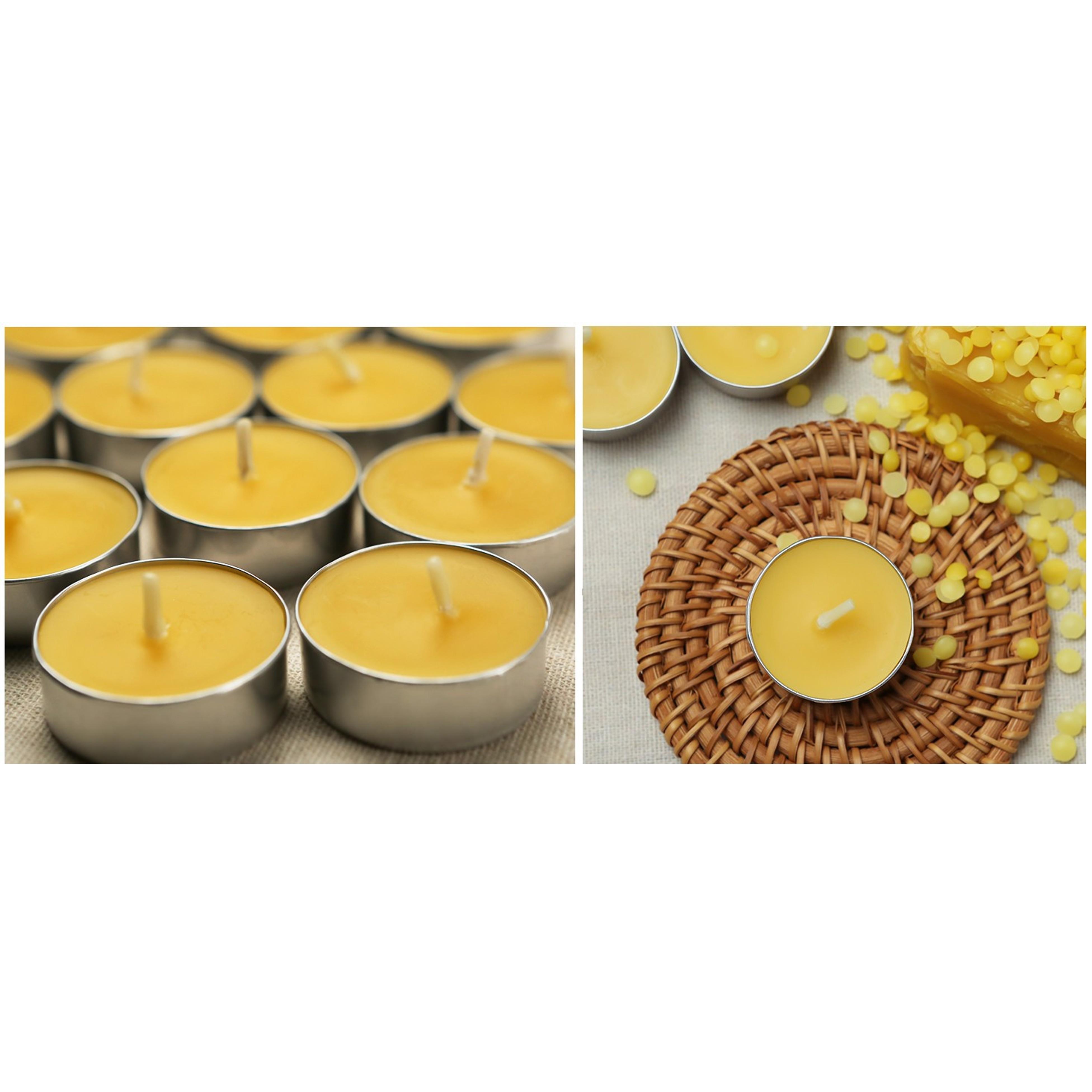Beewax Tealight Candles 24 Pack, 4 Hour Clean Burn for Home Decor Non Toxic Beeswax Tea Lights in Aluminum Cup, Smokeless and Dripless, Natural Small Candle for Air Purify,Relax,Shabbat Beewax Tealight Candles 24 Pack, 4 Hour Clean Burn for Home Decor Non Toxic Beeswax Tea Lights in Aluminum Cup, Smokeless and Dripless, Natural Small Candle for Air Purify,Relax,Shabbat