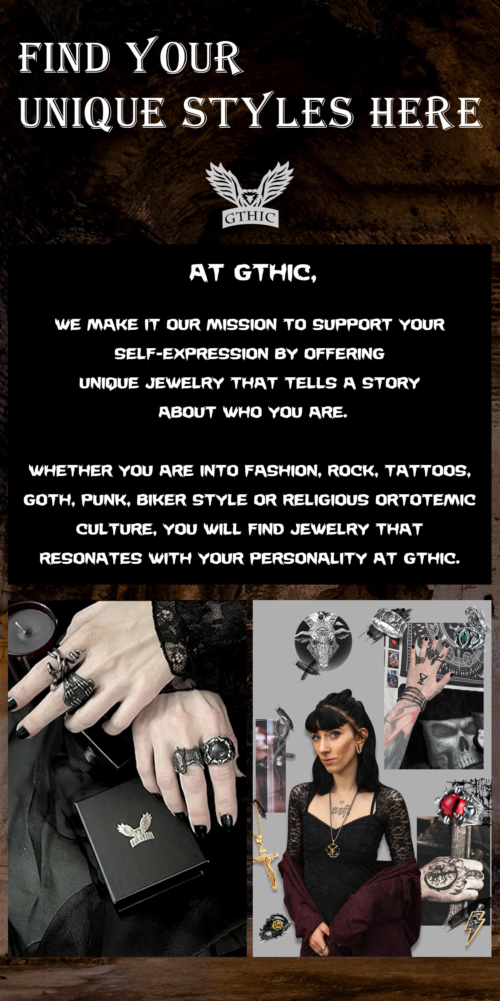 GTHIC Winged Skull Stainless Steel Biker Ring for Men Fashion Accessories Daily Wear