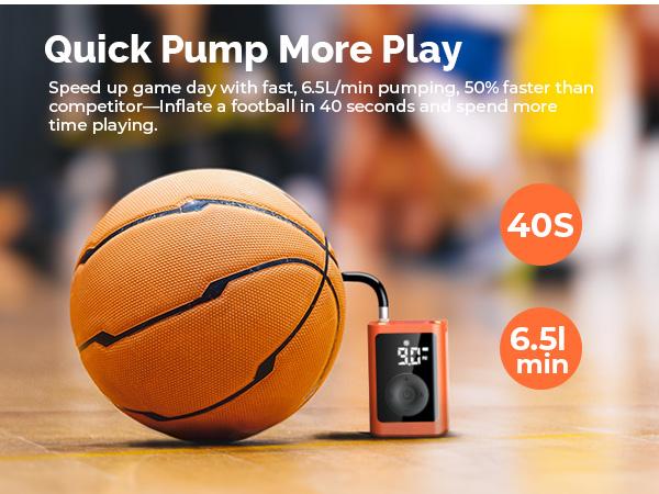 Etenwolf Electric Ball Pump 3200mAh, Auto Stop & Deflate, ±0.3 PSI Gauge for Basketball, Soccer & Volleyball – Precision Inflation, No More Guessing, Standby for 2 Years (Vivid Orange) Portable