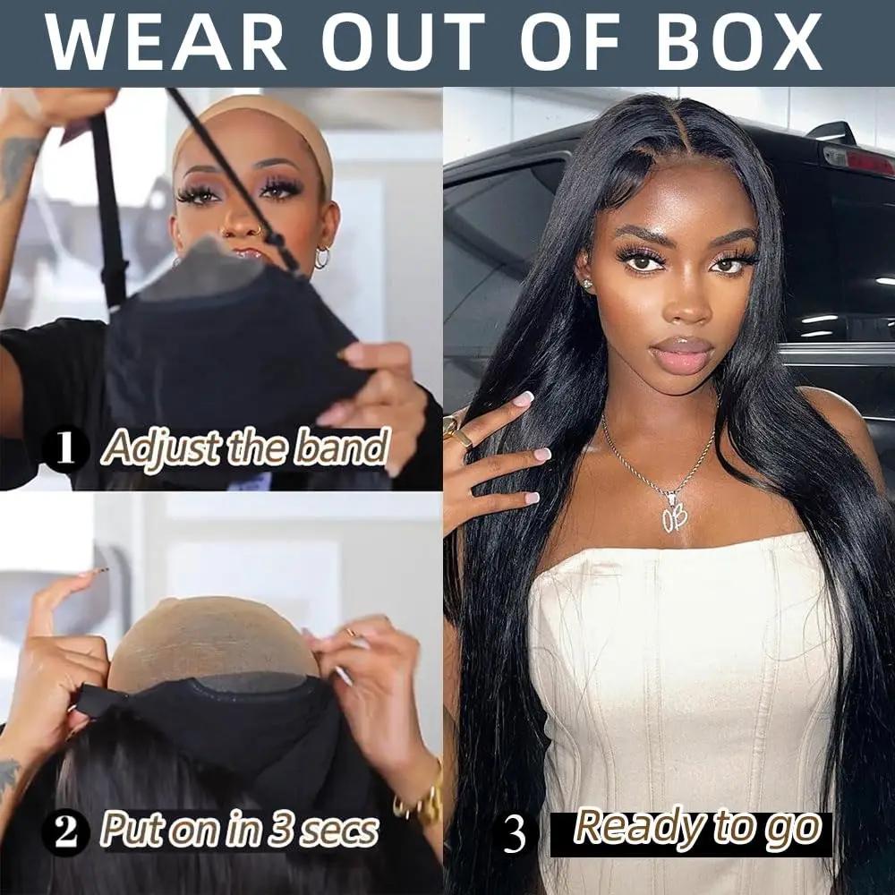 [30inch=$97] Glueless 9x6 Pre Cut Lace Wig Human Hair Bone Straight Pre Plucked Real Human Hair Bling Hair Fashion Natural Black 150% Density