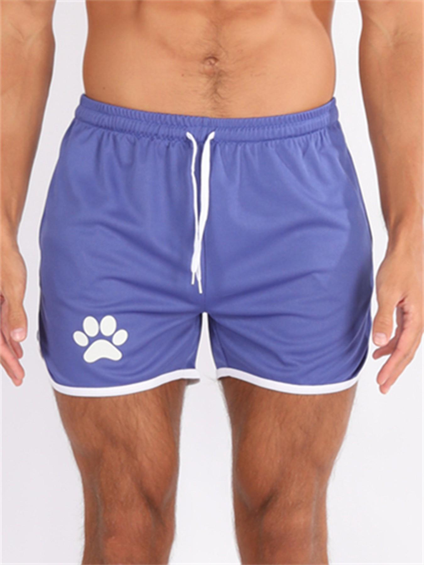 Men's Summer Running Shorts, Breathable Gym Sports Pants with Pockets, Outdoor Training Casual Daily Wear, Bear Print Three-Quarter Length