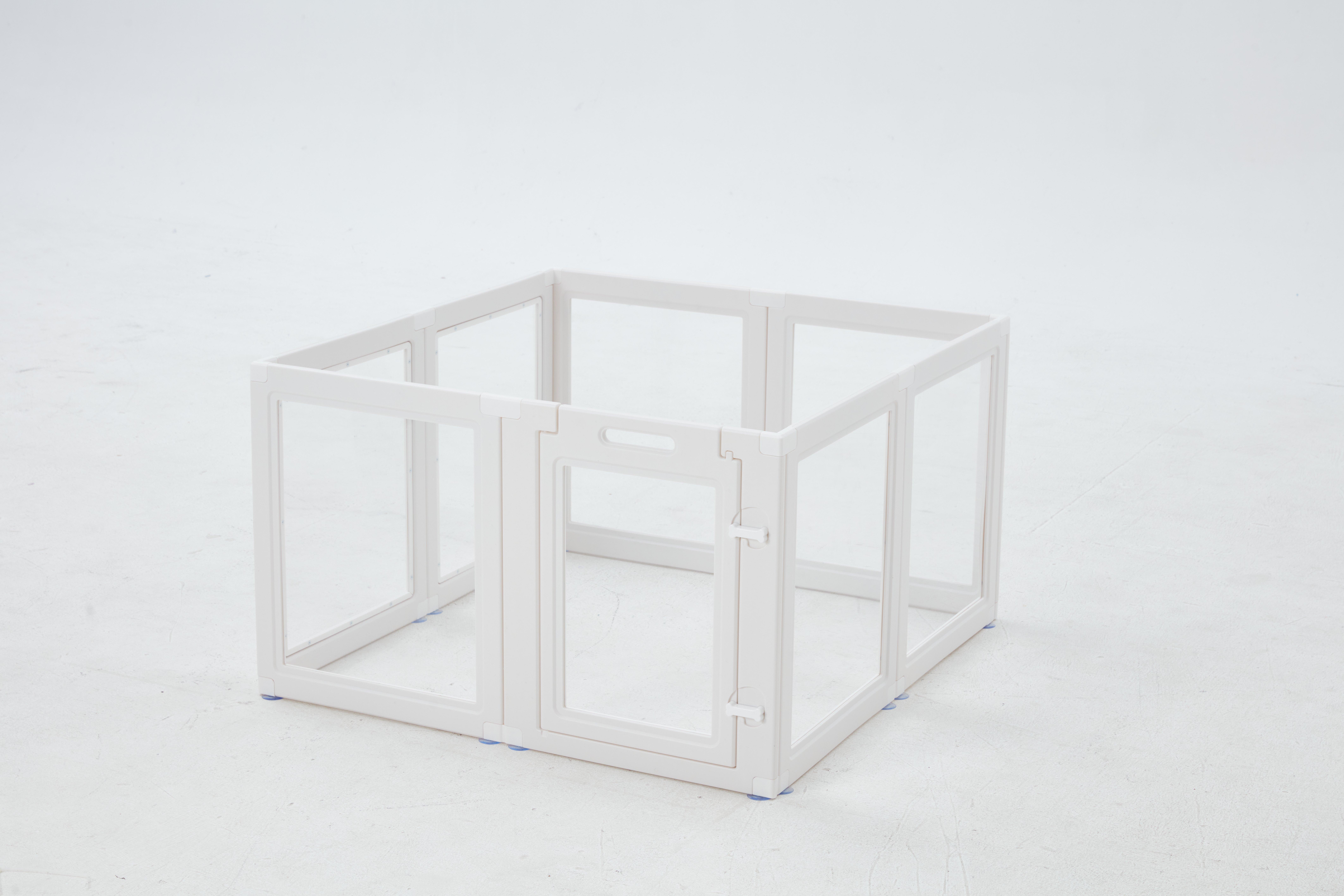 Transparent Pet Playpen, 8/12/16-Panel Pet fence with Door,  Indoor Dog Pen, 41*41*24/61*61*24, Foldable, White