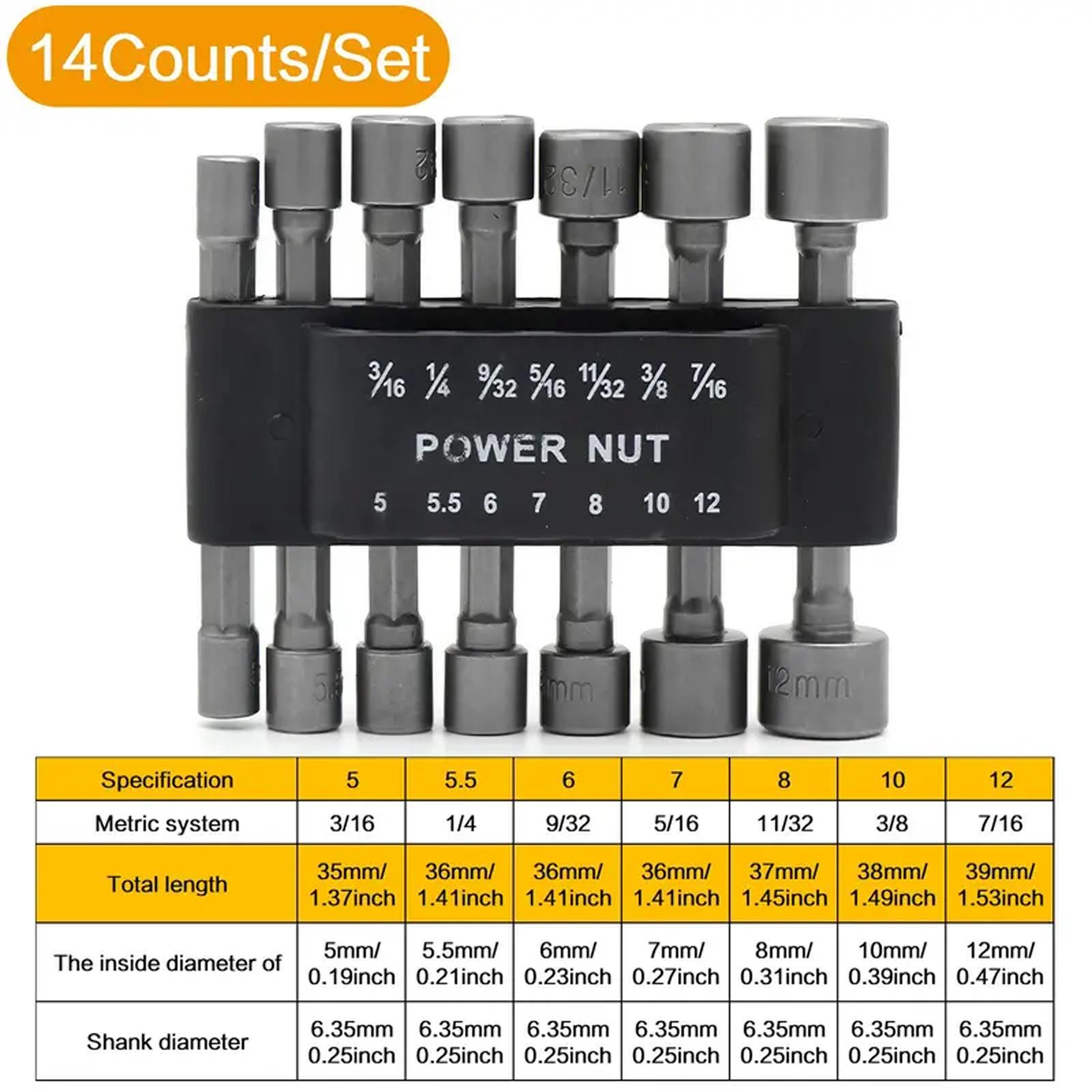 1/4 Inch Hex Socket Adapter,Power Nut Driver Drill Bit Set,Power Tool Accessories for Electric Screwdriver,Hand Dril,Suitable for Quicker Change Chuck,Electric Screwdriver,Hand Drill,Pneumatic Drill,Lithium Drill.