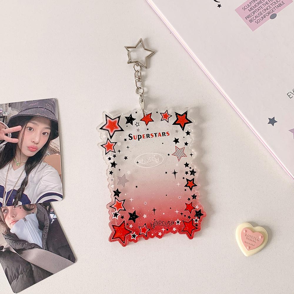 INS Style Star Photo Card Holder Photocard Case Instant Camera Photo Frame Keychain Backpack Pendant 3inch Idol Photo Holder