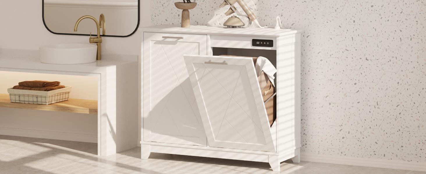 Vabches Trash Cabinet, Tilt Out Trash Cabinet w/Negative ion and deodorizing Function, Free Standing 10 Gallon Recycling Trash Can Cabinet for Kitchen Living Room Vabches Trash Cabinet, Tilt Out Trash Cabinet w/Negative ion and deodorizing Function, Free Standing 10 Gallon Recycling Trash Can Cabinet for Kitchen Living Room