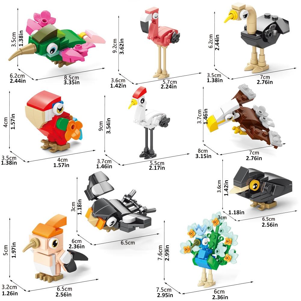 Bird Building Blocks Set, 10 Animal Models for Kids, Educational Toy ...