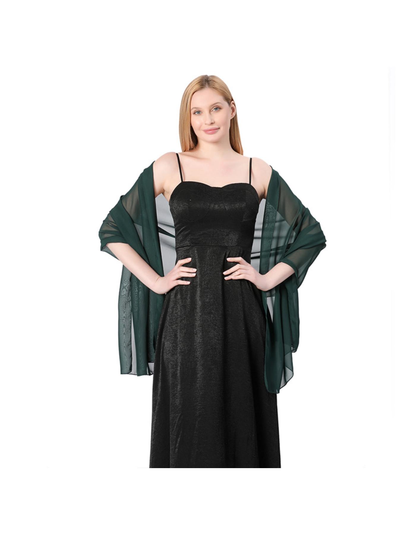 High-quality solid chiffon evening shawl for bridesmaid wedding dress, cheongsam, party shawl and scarf two-in-one for women