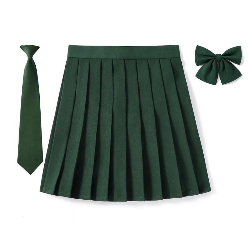 2025 Preppy Style Pleated Skirt Woman High Waist A-Line School Skater Mini Skirt Girl JK Uniform Skirt With Match Necktie Bowtie