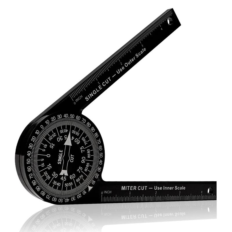Aluminum Miter Saw Protractor | 7-Inch Rust Proof Angle Finder Featuring Precision Laser Engraved Scales Professional Miter Saw Protractor with Measuring Rulers for Angle Finder Carpentry, Crown Molding Tool & Baseboard building trade men dealsforyoudays
