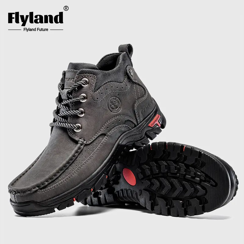 Flyland Chukka Ankle Boots Hand Stitched Leather Mens 8 Black Flyland Men Ankle Chukka Boots Hand-Stitching Leather Shoes  main image 4