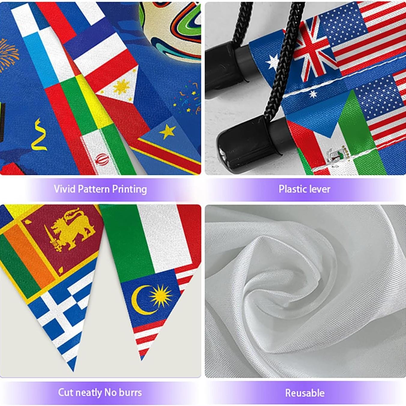 2026 World Cup Decoration, International Flag Bunting 30x130cm Fade-Resistant, Football Party Supplies for Classroom, Bar, Restaurant, Sports Viewing Parties