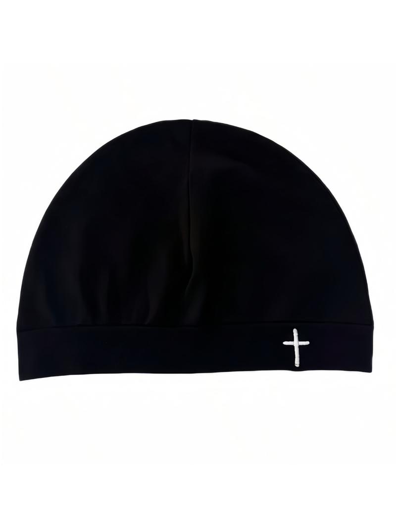 Y2K Embroidered Cross Baker Boy Hat, Unisex Sporty Outdoor Running Cap, Breathable Elastic Material, Fashion Casual Style