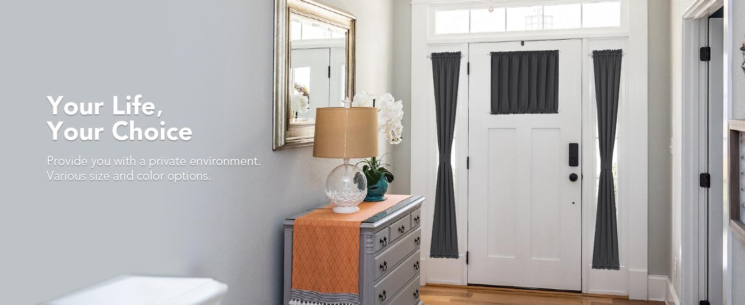 Deconovo Door Curtains（1 Panel）- Dual Rod Pocket & Thermal Insulated Blackout Curtains for front door, patio door, back door and kitchen door, french door window Curtains & Drapes