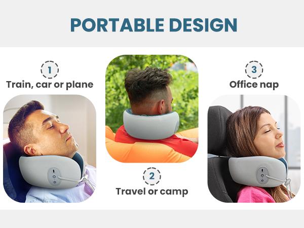 Heated Massage Travel Neck Pillow – Memory Foam Neck Support for Airplane, Car & Long Trips – Travel Essentials for Comfort and Relaxation Christmas gifts for family