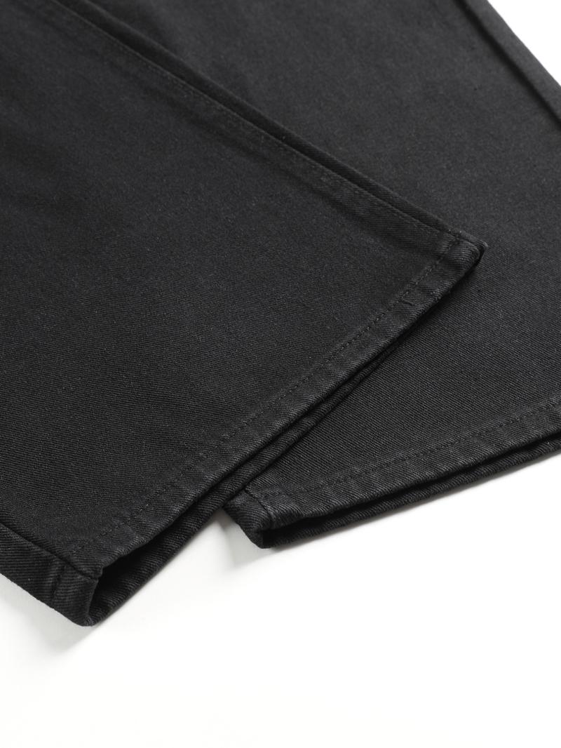 Men's Solid Color Wide Leg Jeans, Loose Casual Comfy Denim Trousers for Daily Wear, Fashion Men's Bottoms for All Seasons