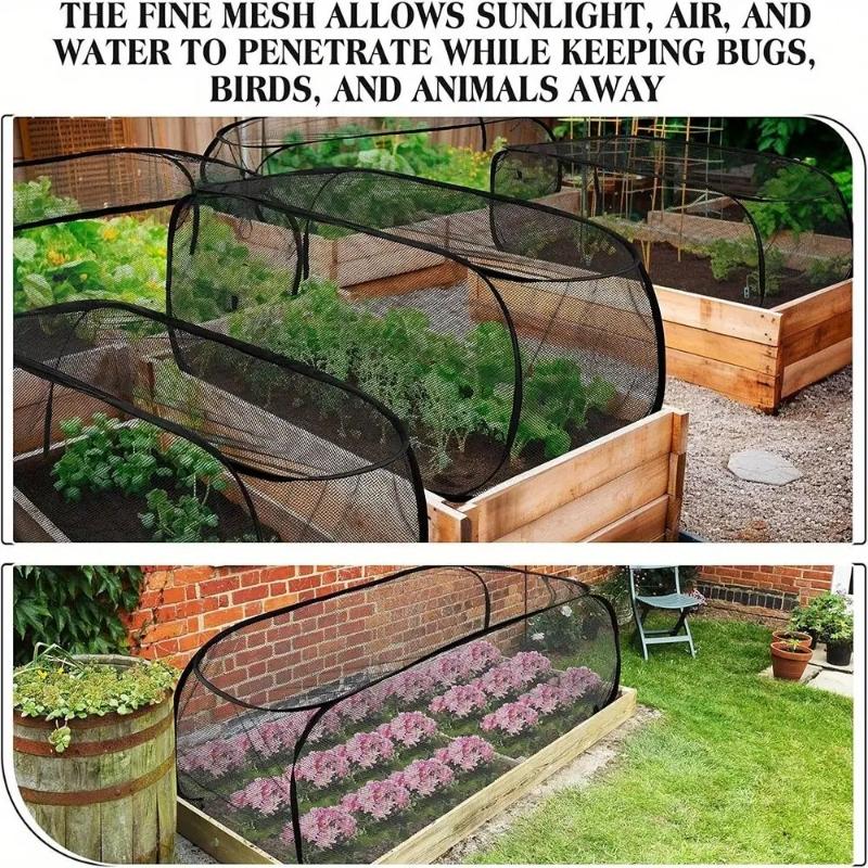 Collapsible Pop-up Mesh Plant Protection Net Cover, Sturdy & Durable Outdoor Garden Netting for Raised Beds, Animal & Insect Barrier Net, Reusable Protective Net for Growing Fruits, Vegetables and Seedlings