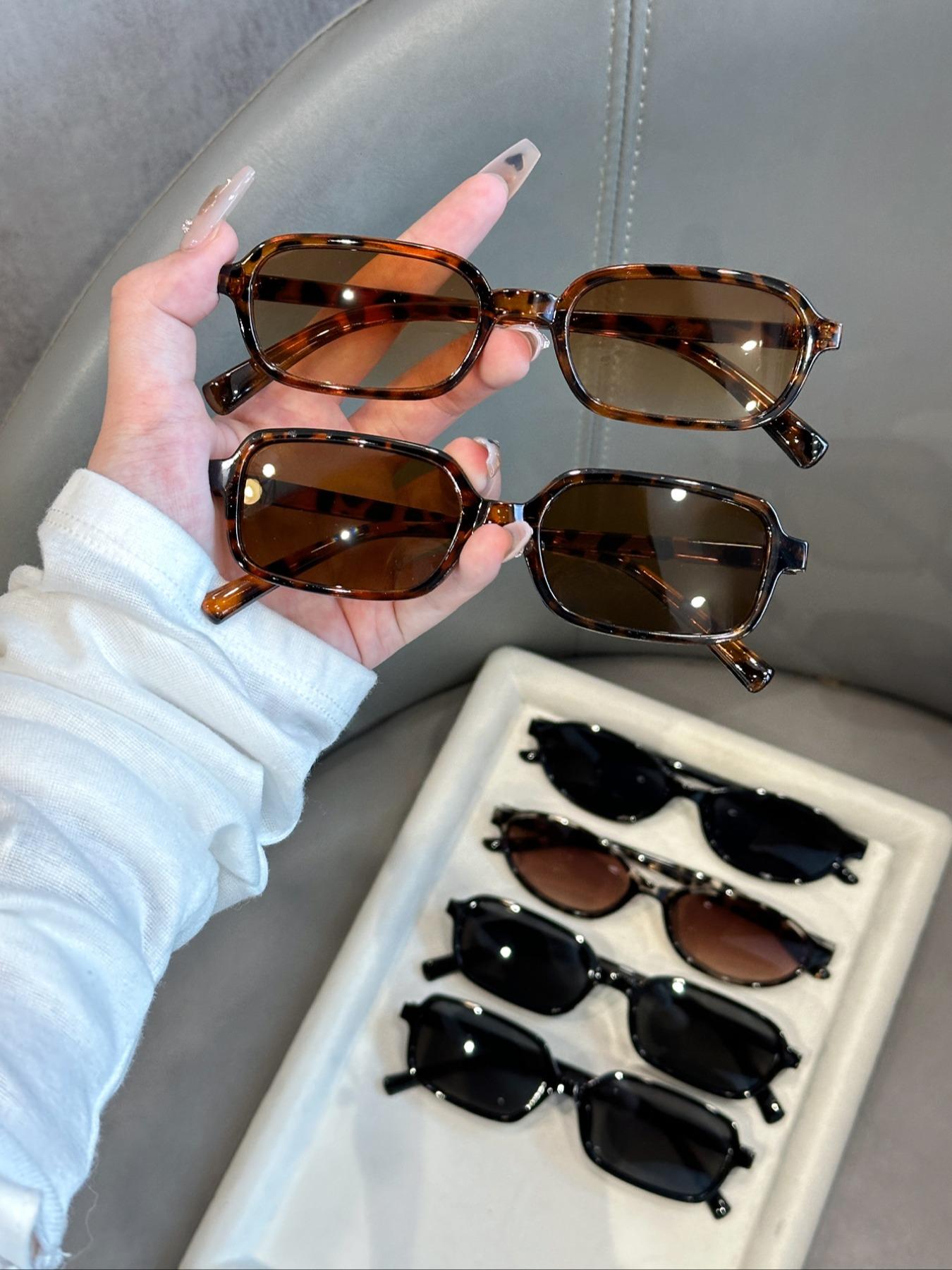 Unisex Retro Elegant Fashionable Tortoiseshell Sunglasses, Small Frame Multicolor Shades, Perfect for Driving Camping Shopping Golfing, 6 Pairs Pack