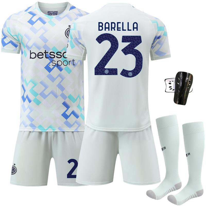 2526 New Inter Milan Away Football Kit, No. 9 Thuram, No. 23 Barella, No. 10 Lautaro, White Set Jersey