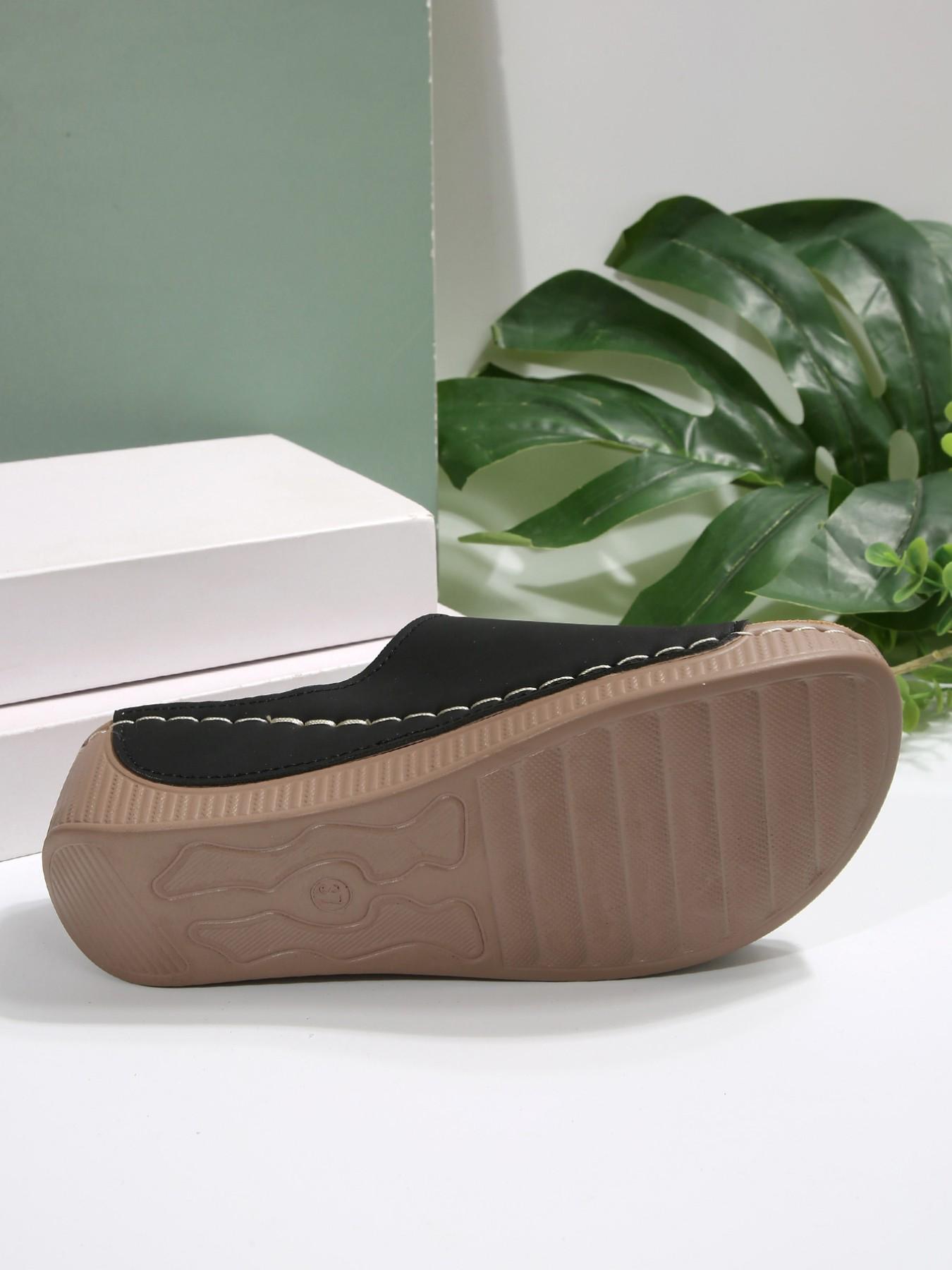 Summer New Women's Comfortable Soft-Sole Fashionable Casual All Match Sandals, Versatile Thick-Sole Solid-Pattern Beach Shoes for Outdoor Wear