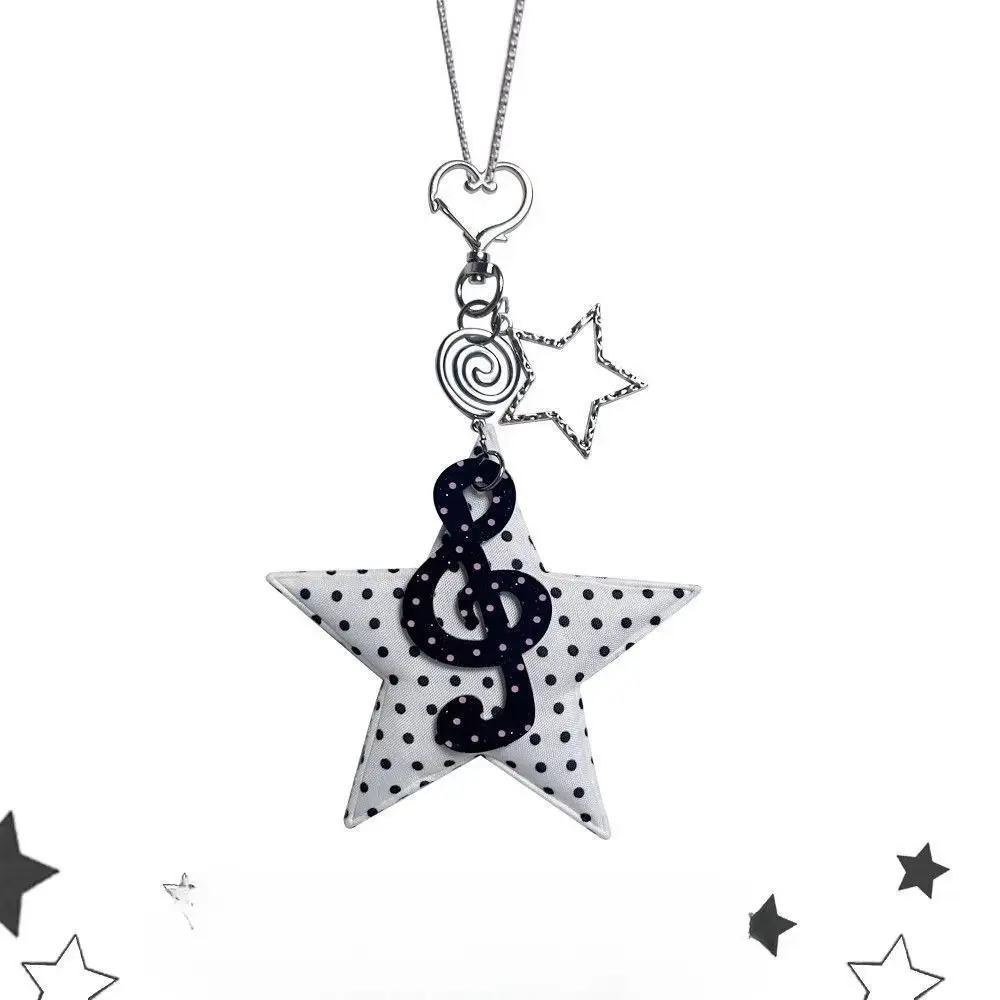 Y2K Sweet Cool Polka Dot Star Music Note Necklace, Japanese Vintage Aesthetic Sweater Clavicle Chain Alloy Jewelry
