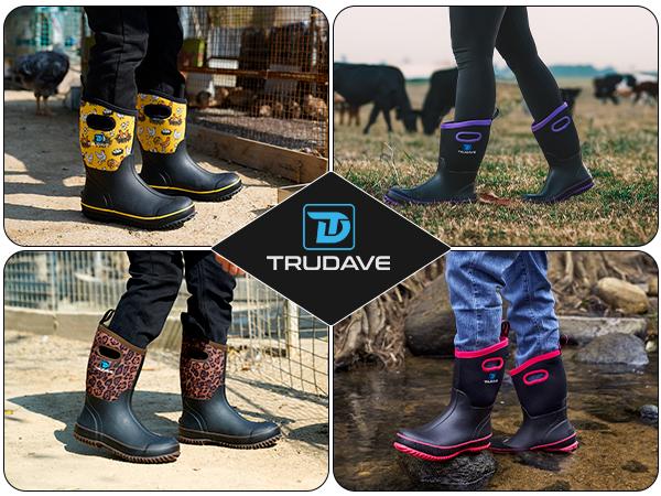 Trudave Rubber Boots for Women, Neoprene Insulated Mid Calf Rain Boots, Women's Waterproof Work Boots, Outdoor Mud Boots for Hunting, Farming, Gardening, Fishing, Size 5-11 Girl Rainboots Pink Rainproof Casual Walking Shoes Trudave Rubber Boots for Women, Neoprene Insulated Mid Calf Rain Boots, Women's Waterproof Work Boots, Outdoor Mud Boots for Hunting, Farming, Gardening, Fishing, Size 5-11 Girl Rainboots Pink Rainproof Casual Walking Shoes