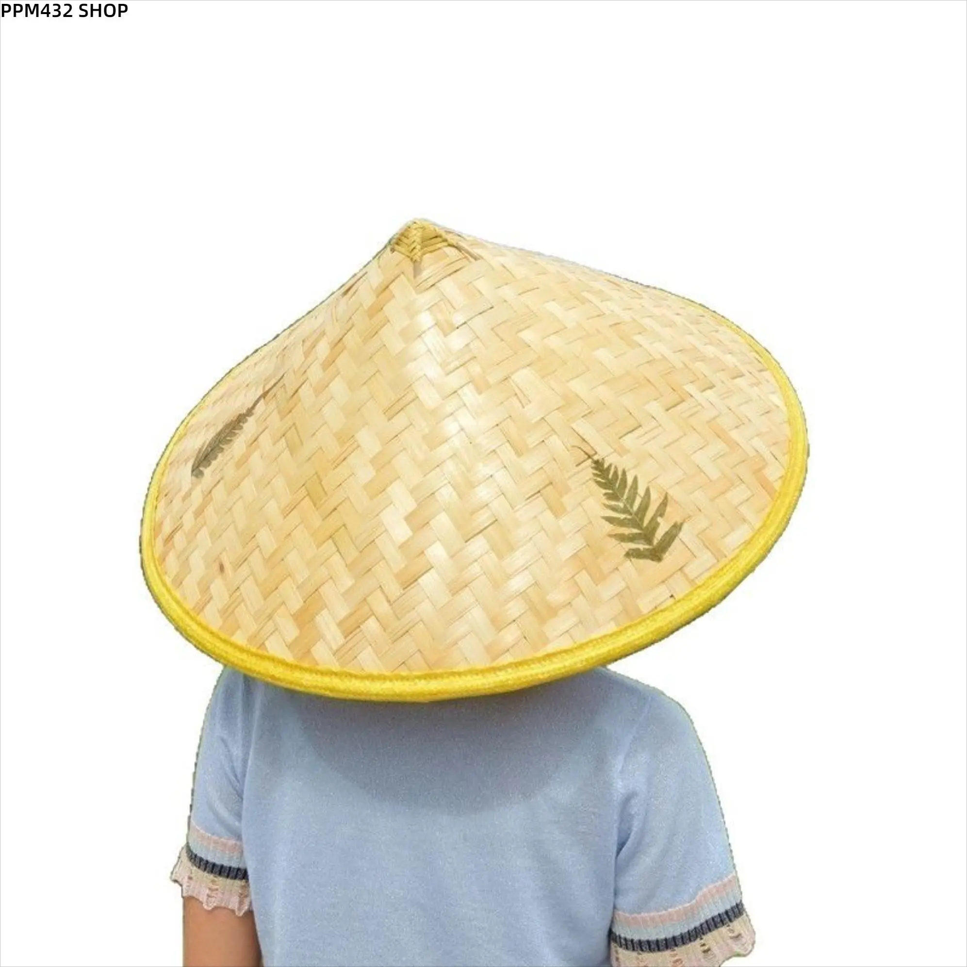 Wide Brim Bamboo Straw Hat, Woven Sun Hat for Men and Women, Lightweight Outdoor Work Hat for Gardening, Fishing, Farming, Travel and Sun Protection
