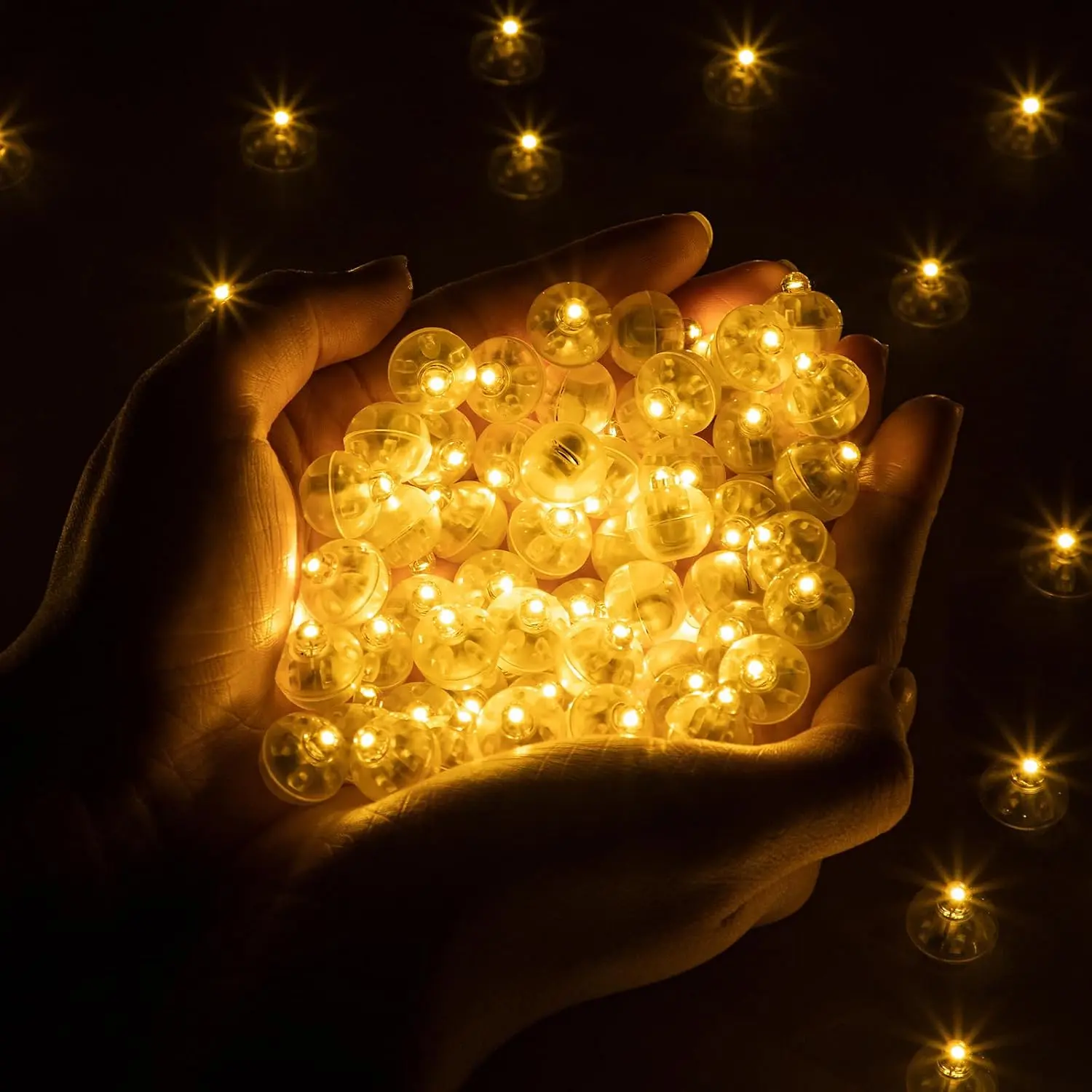 50-Count Round LED Balloon Lights - Modern Synthetic Mini Waterproof Lights with Long Standby Time for Celebration, Party Decor (Warm White, Fits Latex Balloons, Paper Lanterns)
