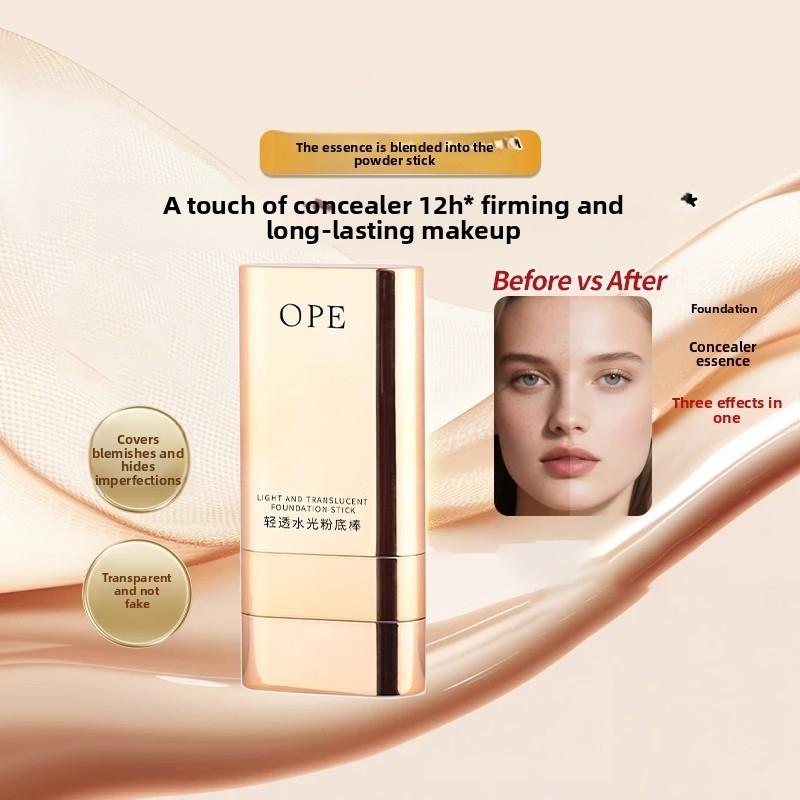 Dewy Foundation Stick, Waterproof Sweatproof, All-Day Wear,  Brush for Quick Application, High Coverage Conceals Acne & Spots, Creates Natural Dewy Skin, Ideal for Lazy Beginners Daily Commute