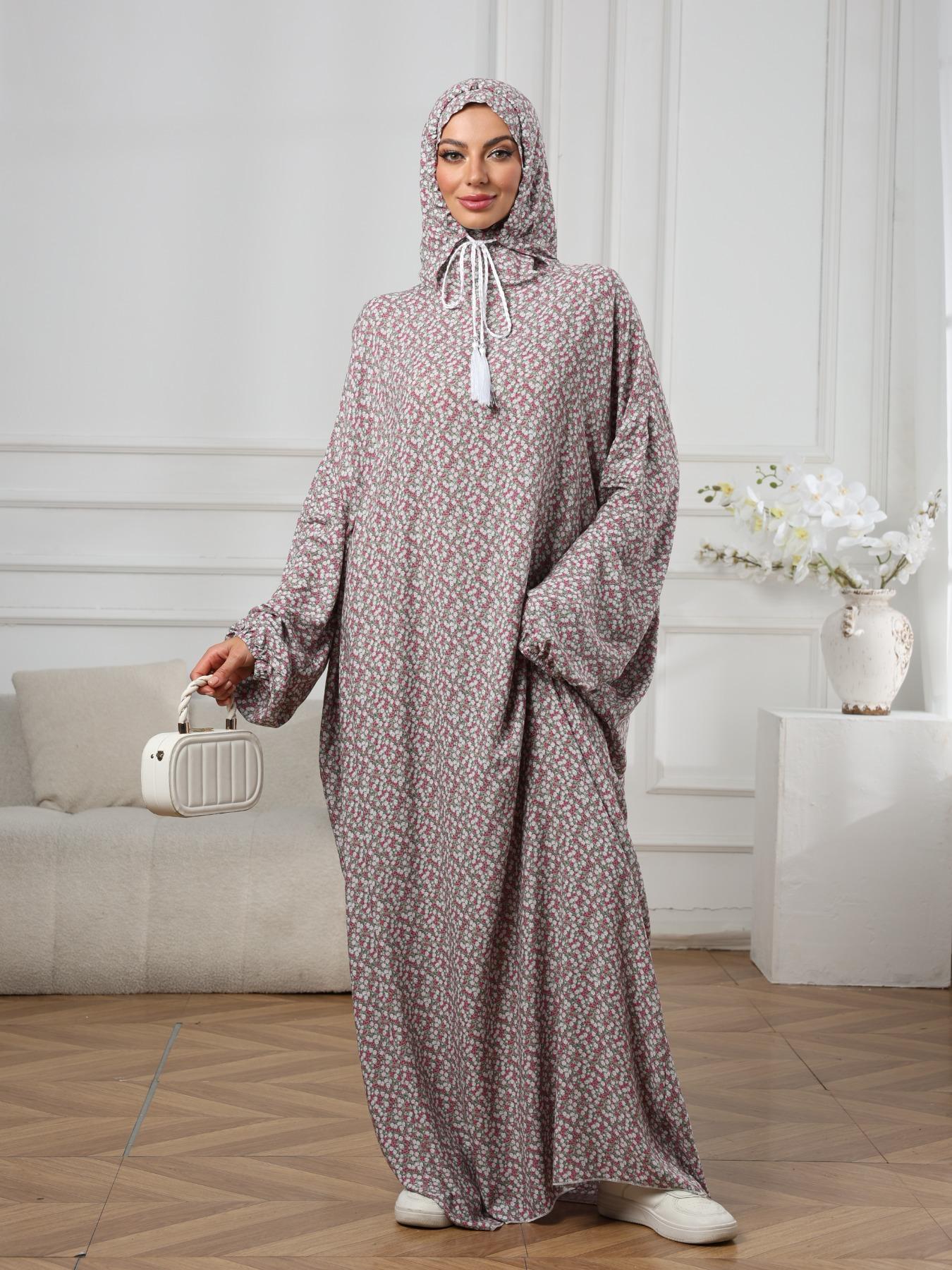 Middle East Fall Winter Hooded Drawstring Plus Size Fashion Floral Dress, Loose Fit Long Lantern Sleeves, Modest Style Dress, Modest Casual Wear, Hooded Arabian Dress, Muslim Women Gowns Middle East Fall Winter Hooded Drawstring Plus Size Fashion Floral Dress, Loose Fit Long Lantern Sleeves, Modest Style Dress, Modest Casual Wear, Hooded Arabian Dress, Muslim Women Gowns