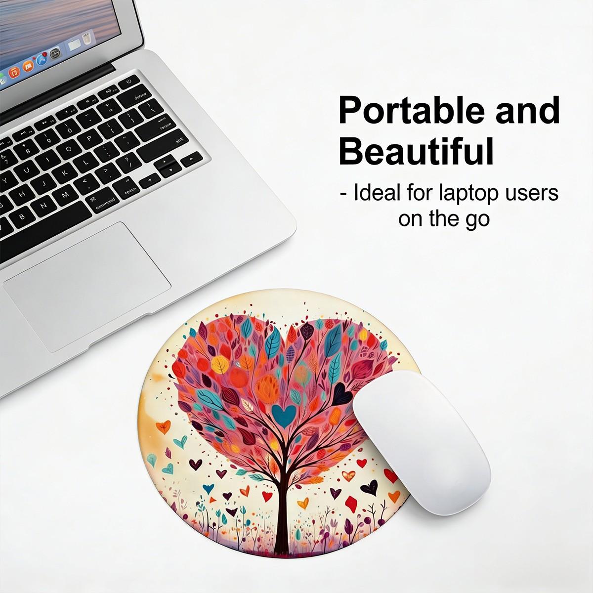 Fashion Leaf Round Mouse Pad, Non-Slip Rubber Base, Small Desktop Mat for PC/laptop, Gaming/mouse Pad, Office Use, Gift for Women - 7.87 Inches