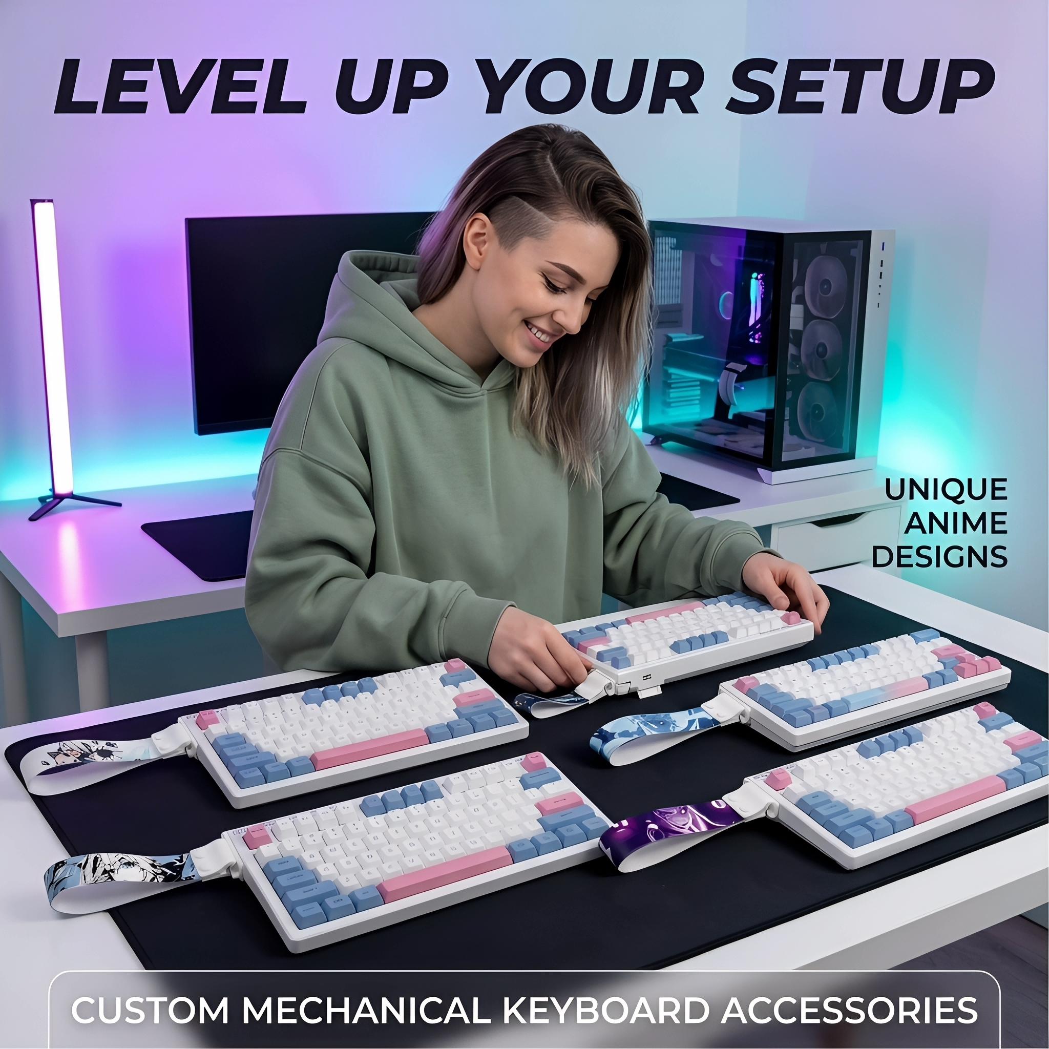 Anime Cartoon Keyboard Strap, Universal Detachable Decorative Hanging Rope, DIY Cool Keyboard Accessory, Anime Character Print