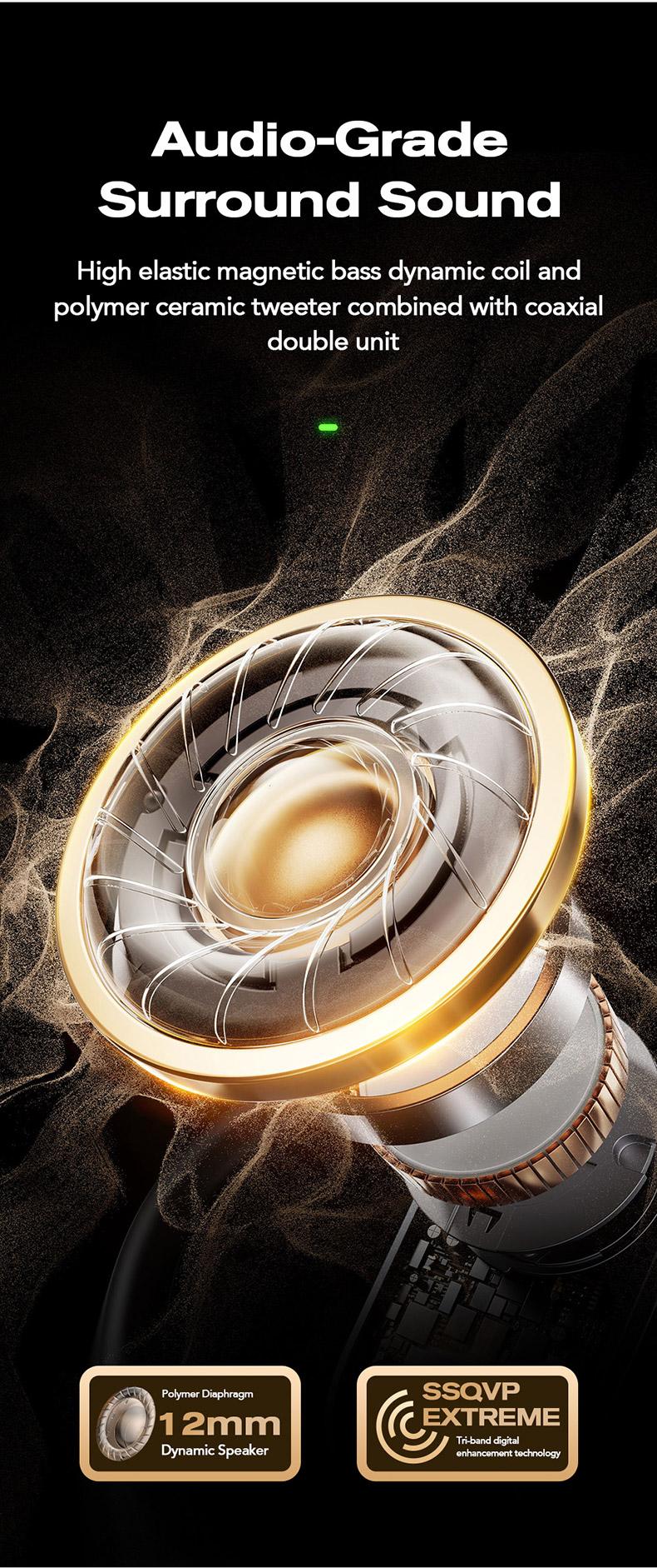 ERAZER XT82Pro OWS Wireless Earbuds Bluetooth 5.4 Earphones HIFI Sound Quality Wireless Headphones Light-Weight Headphones Full Color Display Touch Screen Gaming Headsets Built-in Microphone