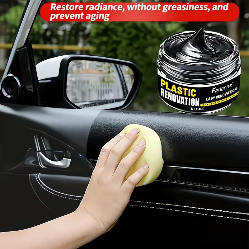 Car Plastic & Rubber Repair Cream, Glossy Paste for Body and Interior, Prevents Fading and Oxidation, Suitable for Bumpers, Leather, Plastics