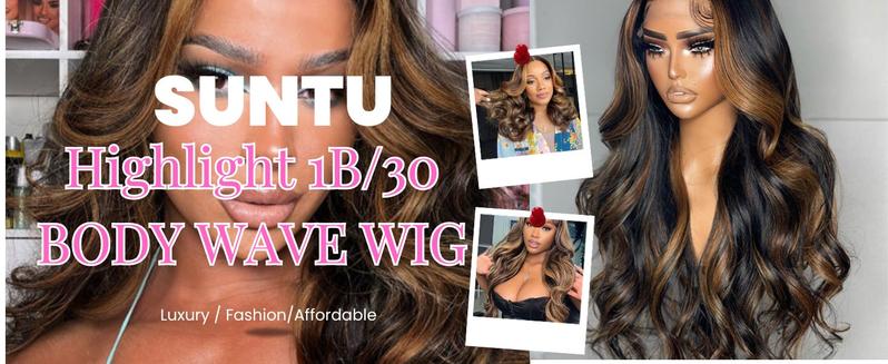 [Wig Clearance Sale] 200 Density Highlight 20 Inch to 32 Inch Wigs 1B/30 Ombre Color Body Wave Lace Frontal Human Hair Wigs for Women 13x4 Transparent Skinlike Mother's Day Gift