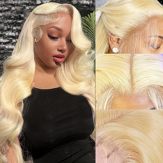 Dachic Hair 180% density Blonde Body Wave 13x6 Lace Front Wig 40 Inch HD Transparent Lace Hot Red Natural Hairline Human Hair Wig 99J Burgundy Color Body Wave Wig 613 Pre Plucked Lace Frontal P4/27 Highlight Silky Straight Wigs For Women