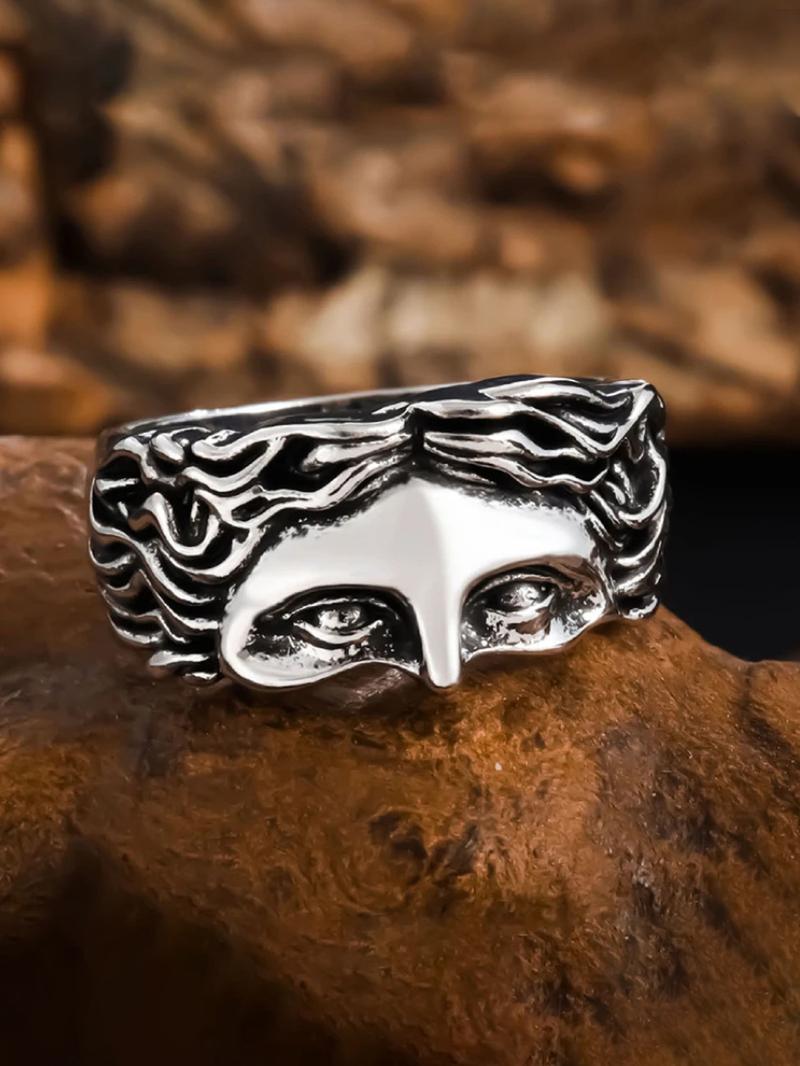Vintage Mask Design Ring, Statement Ring, Punk Style Ring for Men & Women, Fashion Jewelry for Party, Daily Clothing Decor, Trendy All-match & Exquisite Jewelry for Birthday Gift