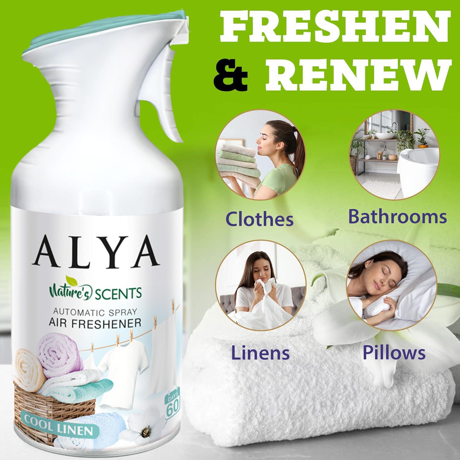 4 PCS (250/ML Each) Air Freshener Spray For Home, 6 Scents - With Lavender, Cool Linen, Magnolia, Mixed Berries, Ocean And Vanilla, Multi-Purpose Room Automatic Spray，ldeal For Car, Offce, Home, Bathroom, Fabric, Closet Fresh Scent