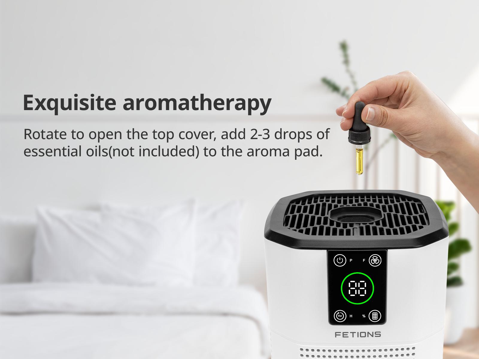 Fetions Premium HEPA Air Purifier with Aromatherapy – Advanced 3-Stage H13 True HEPA Filtration, Ambient Light Enhancement, Effectively Eliminates Allergens Like Pet Hair, Dust, Pollen, and Smoke