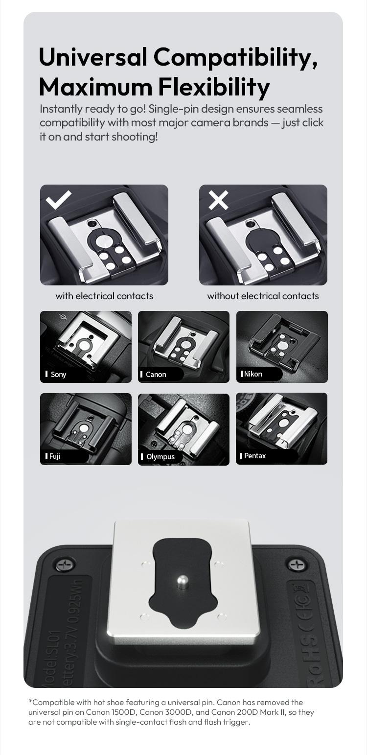 Ulanzi SL01/SL02/SL03 Mini Camera Flash Light SpeedLite GN8 6500K for Canon Sony ZV-1 Nikon Fuji Camera DSLR Vlog Live Outdoor Photography