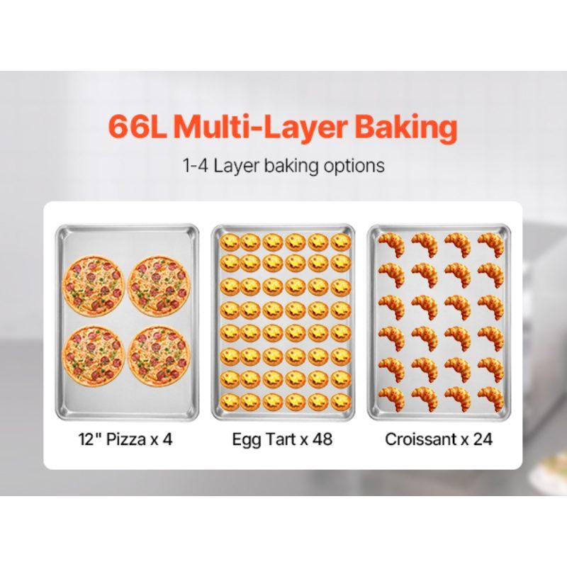 Fathersdaygift VEVOR Commercial Countertop Oven, 66L 4-Tier Toaster Ovens with Tempered Glass Door, Wire Racks Tray, 2800W Stainless Steel Baking Ovens for Restaurant Bakery (AC208240V, 60Hz, 6-20P Plug Output)dealsforyoudays