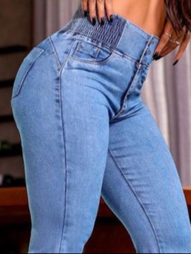 Women's Kardashian style High Waist Denim Skinny Flare Pants Butt Lifting Slim Fit Jeans Sexy Elastic Comfortable Long Pants for All Seasons