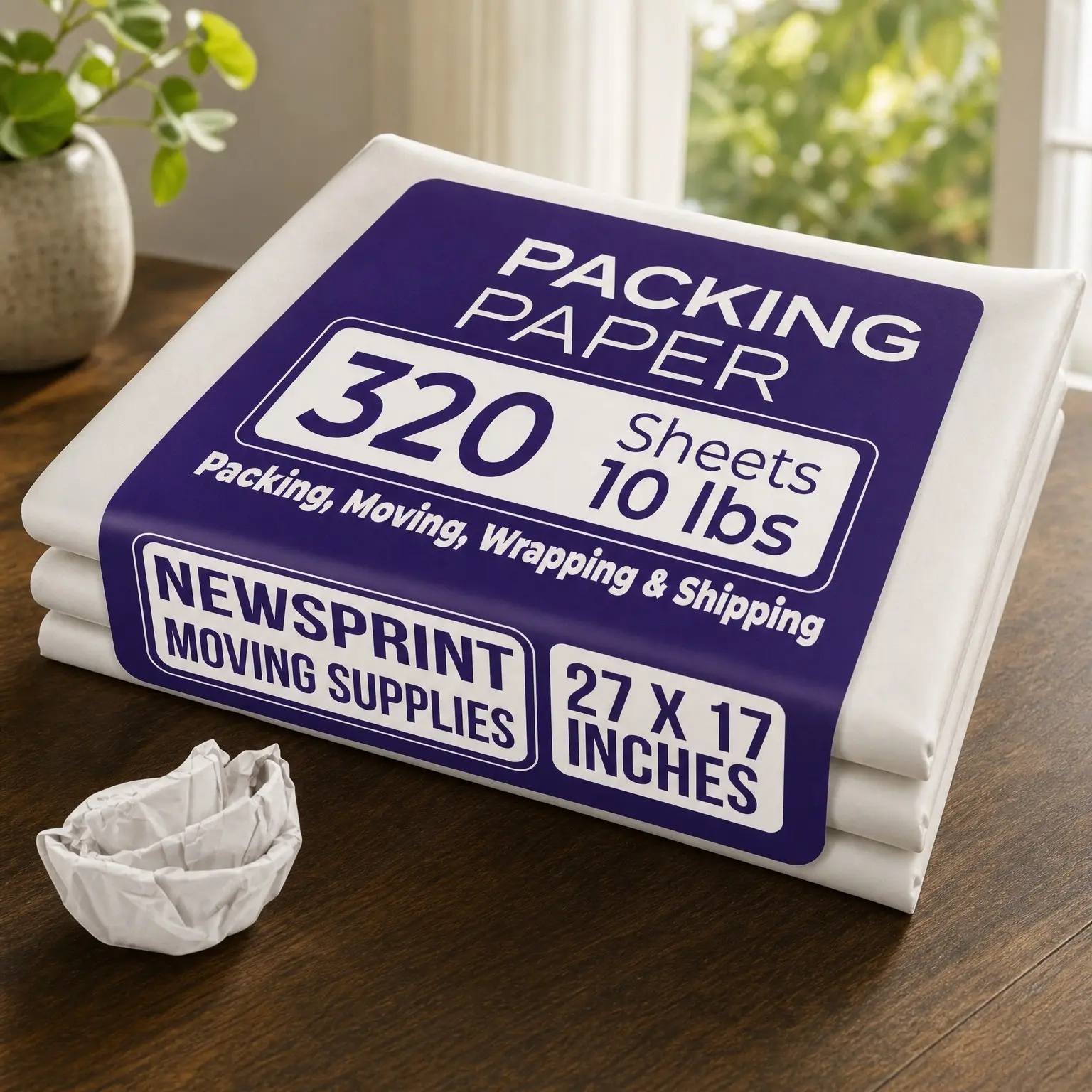 White Bulk Packing Paper | 320 Sheets | 27" x 17" | 10 lb | Newsprint Paper for Moving & Packaging Supplies(Gift)