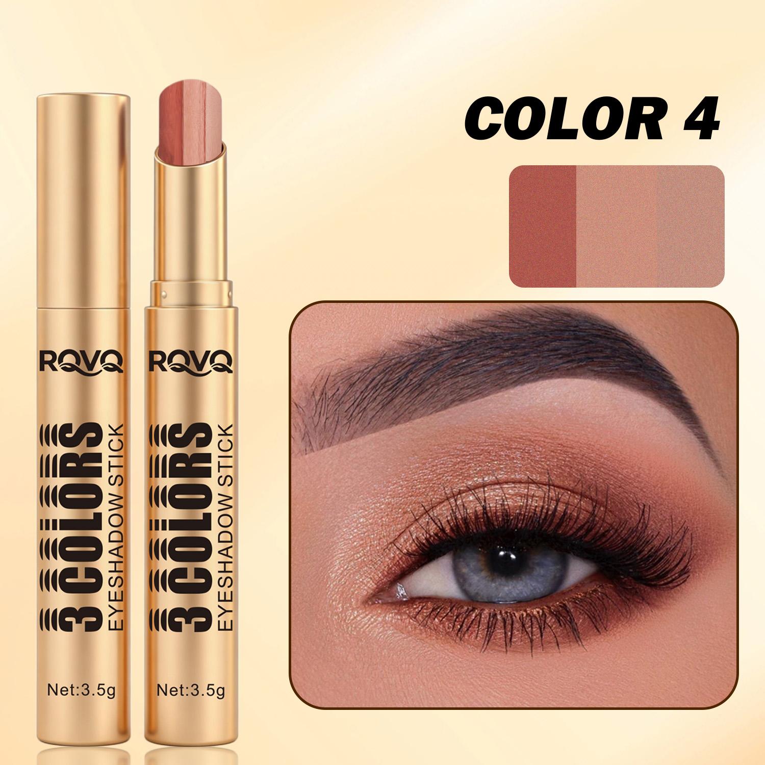 Three Color Eyeshadow Stick, Matte and Shimmer Finish, Waterproof, Easy Application, Perfect for All Makeup Styles, Ideal Valentine's Gift