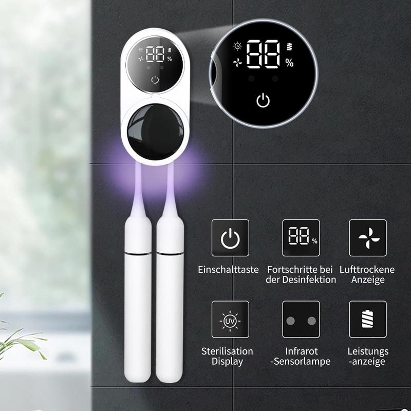 Wall Mounted Toothbrush Sterilizer, Rechargeable Toothbrush Holder, Toothbrush Storage, UV-C Toothbrush Cleaner with LED Smart Screen, Personal Care Appliances Wall Mounted Toothbrush Sterilizer, Rechargeable Toothbrush Holder, Toothbrush Storage, UV-C Toothbrush Cleaner with LED Smart Screen, Personal Care Appliances