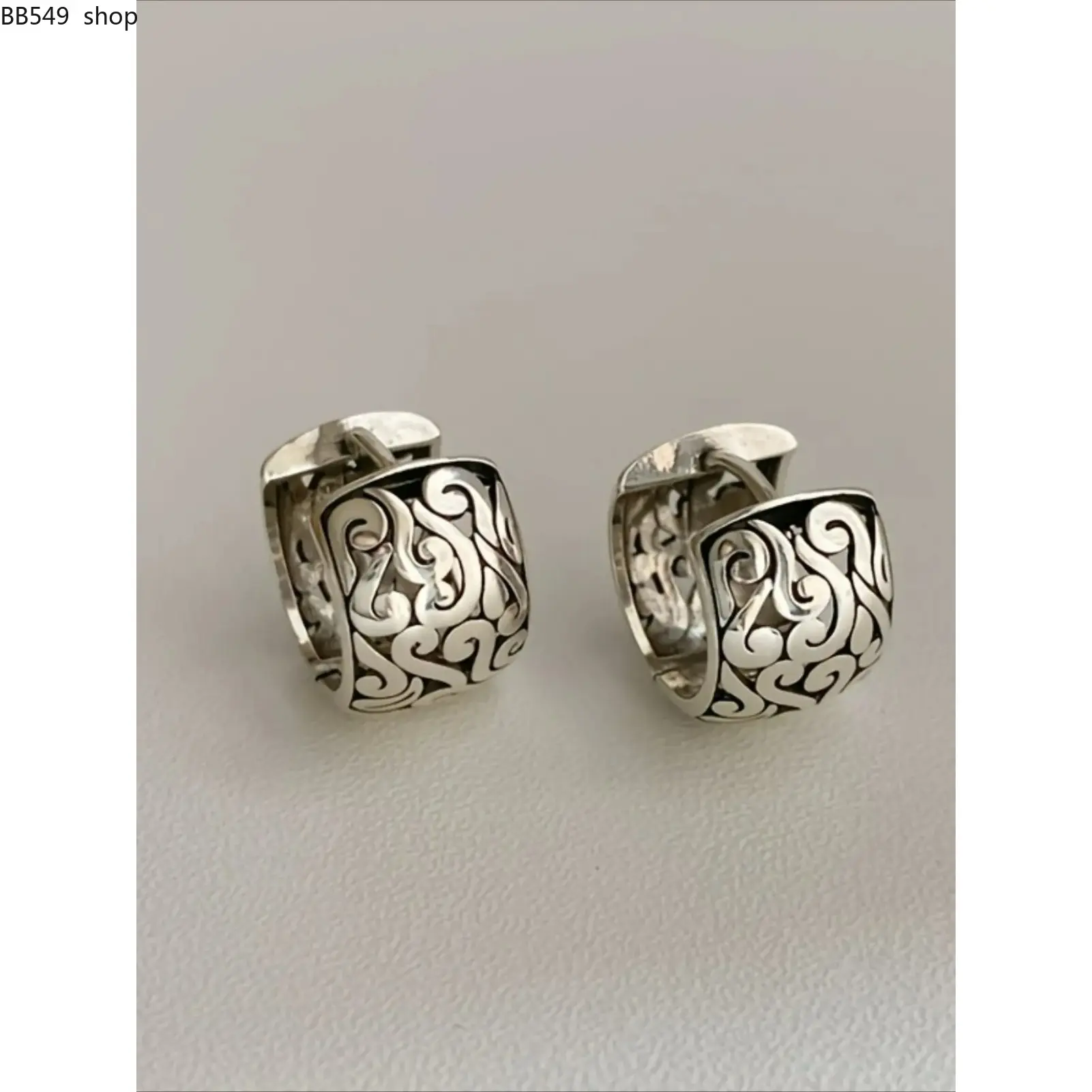 1 Pair of Retro Ethnic Hollow Flower Pattern Ring Earrings, Fashionable and Simple Design Copper Earrings, Elegant Evening Jewelry Accessories, Women's Gift