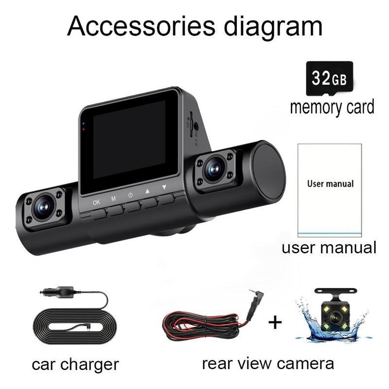 4-Channel Car DVR, 1 Count Front & Rear & Inside Left & Inside Right Dashcam Camera with 32GB SD Card, Car DVR, Car Electronics Accessories