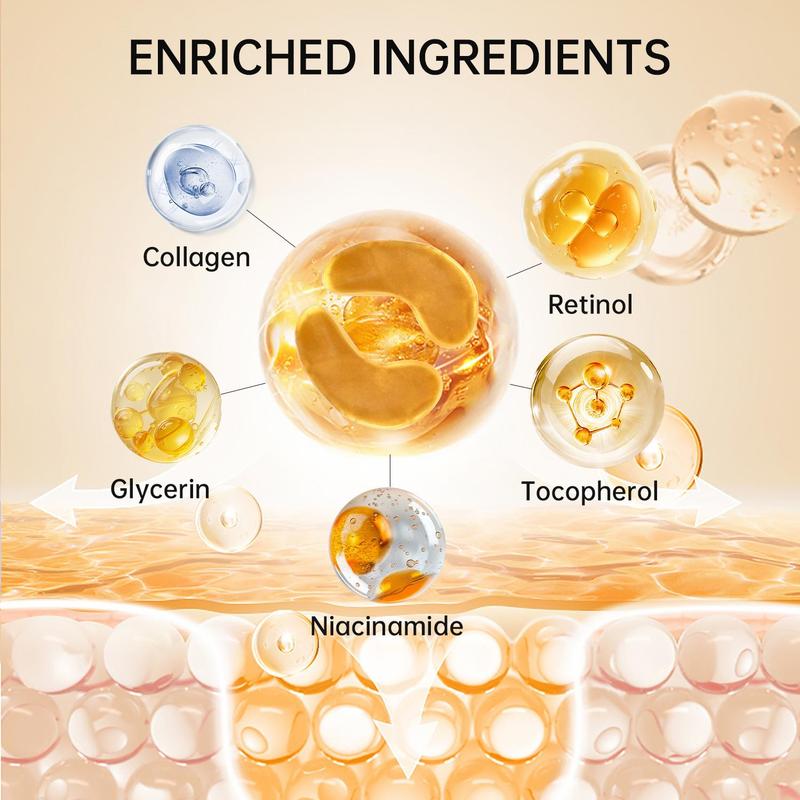 24K Gold Collagen Under Eye Masks, Comforting Skincare Moisturizing Eye Masks, 12 Pairs/Set, Soothing & Hydrating, Nourishing Under Eye Skin, Summer Eye Care Product